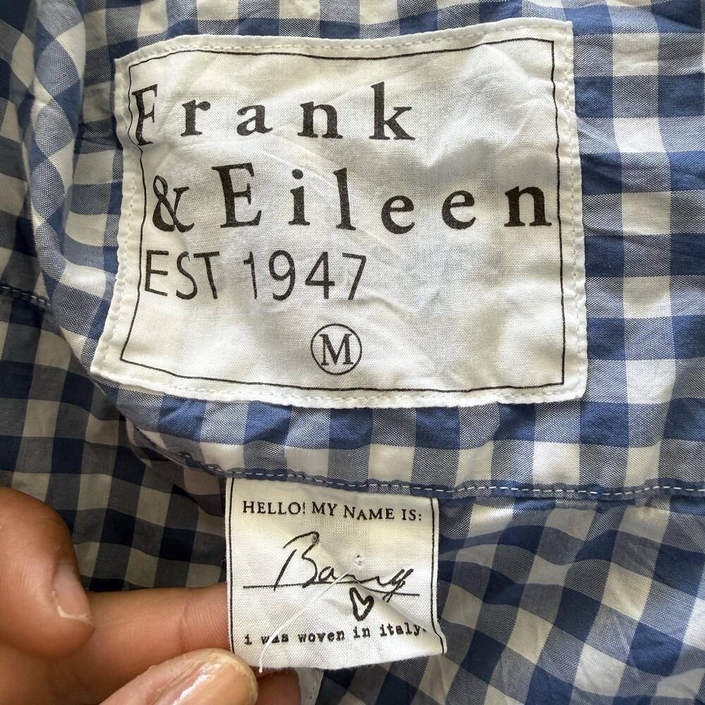 Frank & Eileen Barry Blue White Gingham Cotton Button Up Shirt Medium - Picture 7 of 9